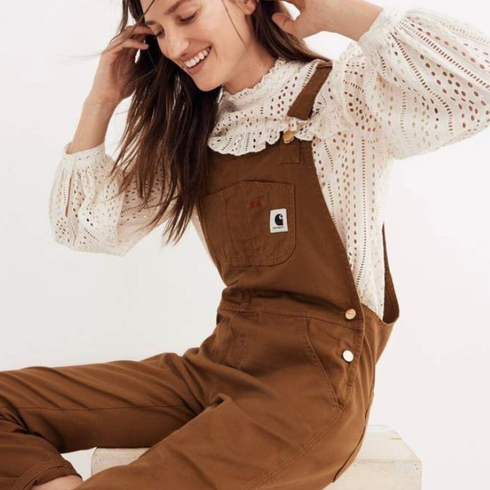 Carhartt Brown Overalls : Women's Weathered Duck Wildwood Bib Overalls - Unlined